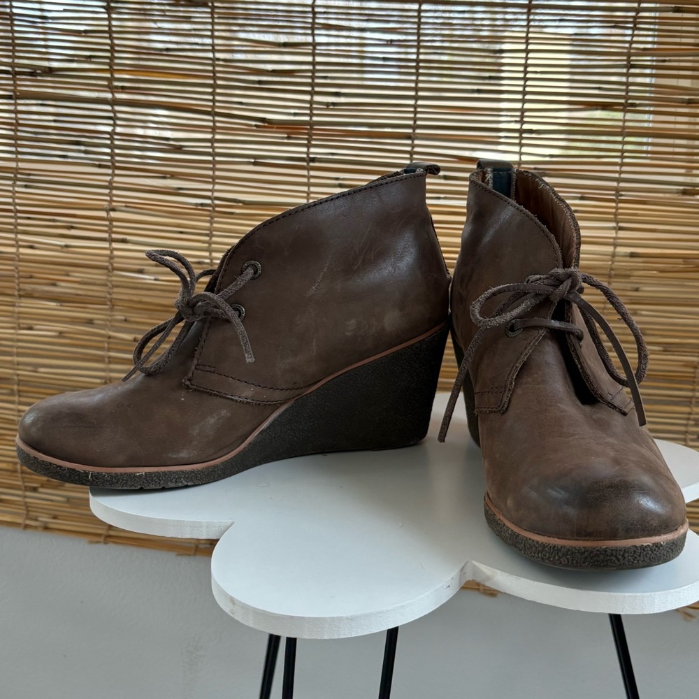 Sperry Dark Brown Leather Wedge Boots